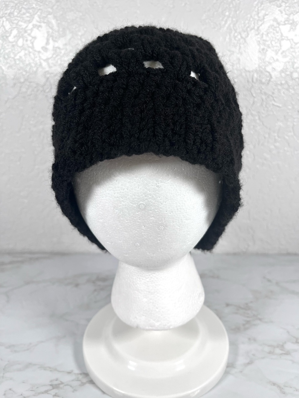 Black Crochet Beanie